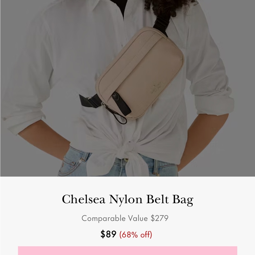 kate spade Cream Crossbody Bag with Durable Nylon Material and Zipper Closure